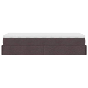 Οθωμανικό κρεβάτι με στρώμα σκούρο καφέ 90x190cm ύφασμα