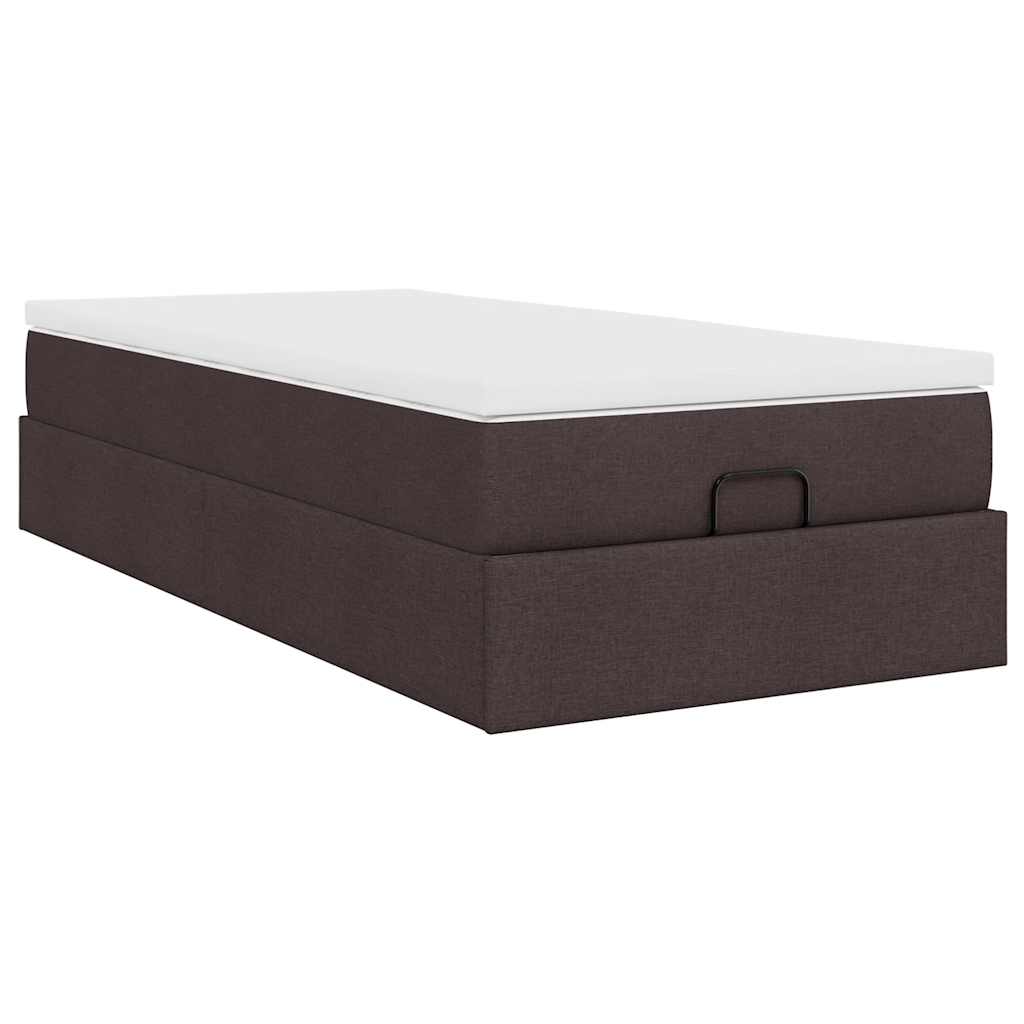 Οθωμανικό κρεβάτι με στρώμα σκούρο καφέ 90x190cm ύφασμα