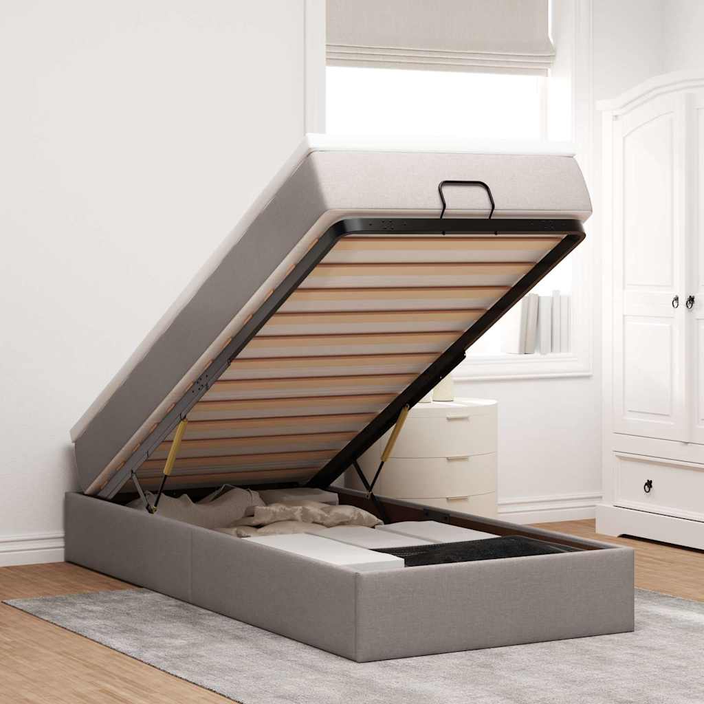 Οθωμανικό κρεβάτι με στρώμα Taupe 90x190cm ύφασμα - Pakobazaar