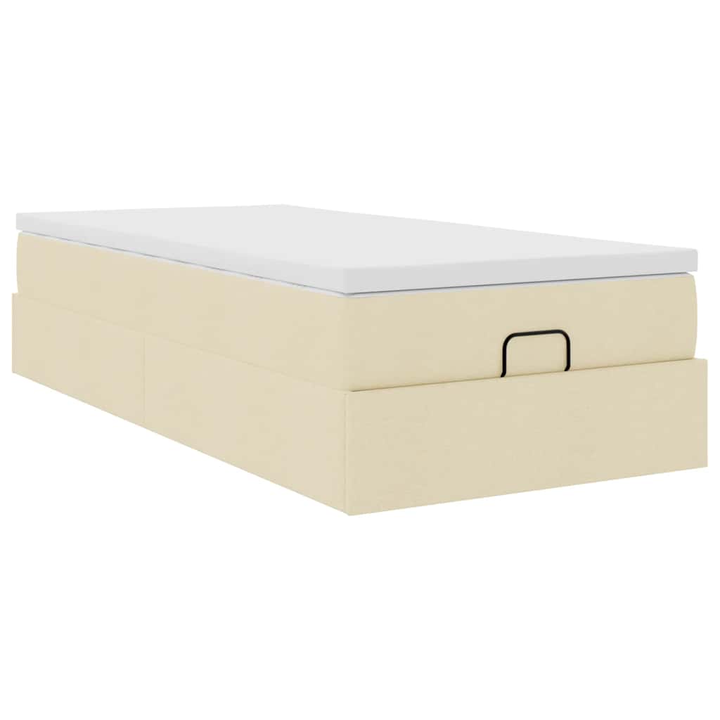 Οθωμανικό κρεβάτι με στρώμα Cream 90x190cm ύφασμα - Pakobazaar
