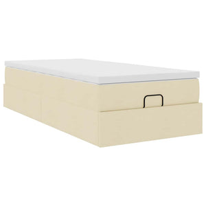 Οθωμανικό κρεβάτι με στρώμα Cream 90x190cm ύφασμα - Pakobazaar