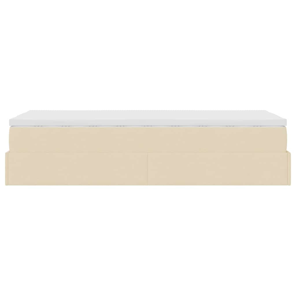 Οθωμανικό κρεβάτι με στρώμα Cream 90x190cm ύφασμα - Pakobazaar