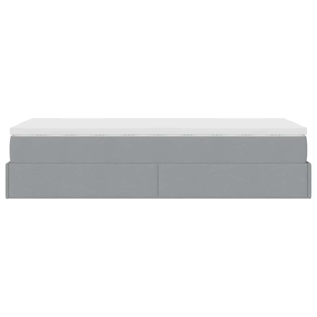 Οθωμανικό κρεβάτι με στρώμα ανοιχτό γκρι 90x200cm ύφασμα - Pakobazaar