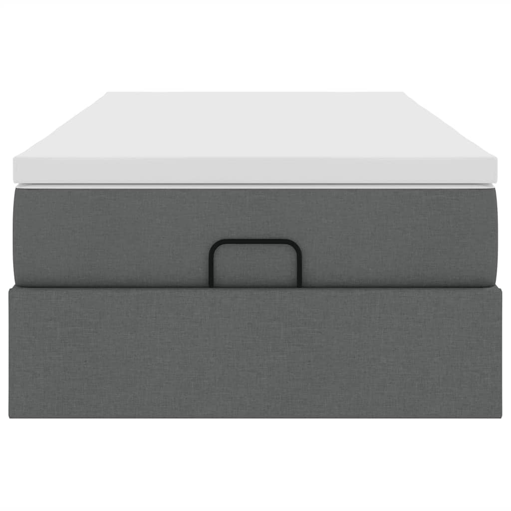 Οθωμανικό κρεβάτι με στρώμα σκούρο γκρι 90x200cm ύφασμα