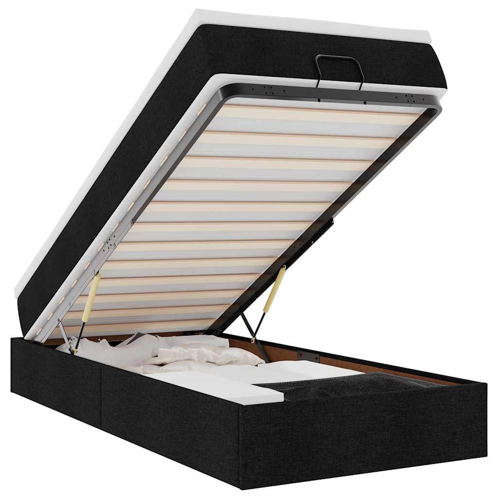 Οθωμανικό κρεβάτι με στρώμα Μαύρο 90x200cm Ύφασμα