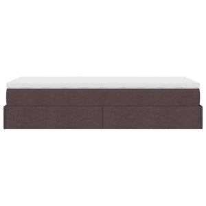 Οθωμανικό κρεβάτι με στρώμα σκούρο καφέ 90x200cm ύφασμα