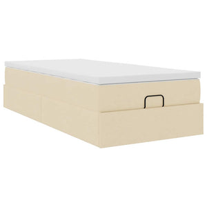 Οθωμανικό κρεβάτι με στρώμα Cream 90x200cm ύφασμα