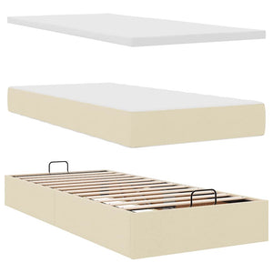 Οθωμανικό κρεβάτι με στρώμα Cream 90x200cm ύφασμα