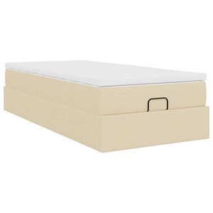 Οθωμανικό κρεβάτι με στρώμα Cream 90x200cm ύφασμα