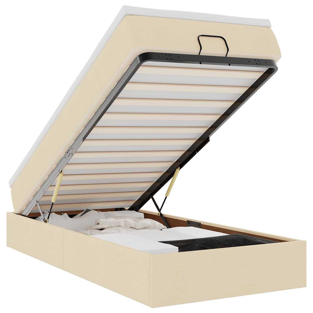 Οθωμανικό κρεβάτι με στρώμα Cream 100x200cm ύφασμα