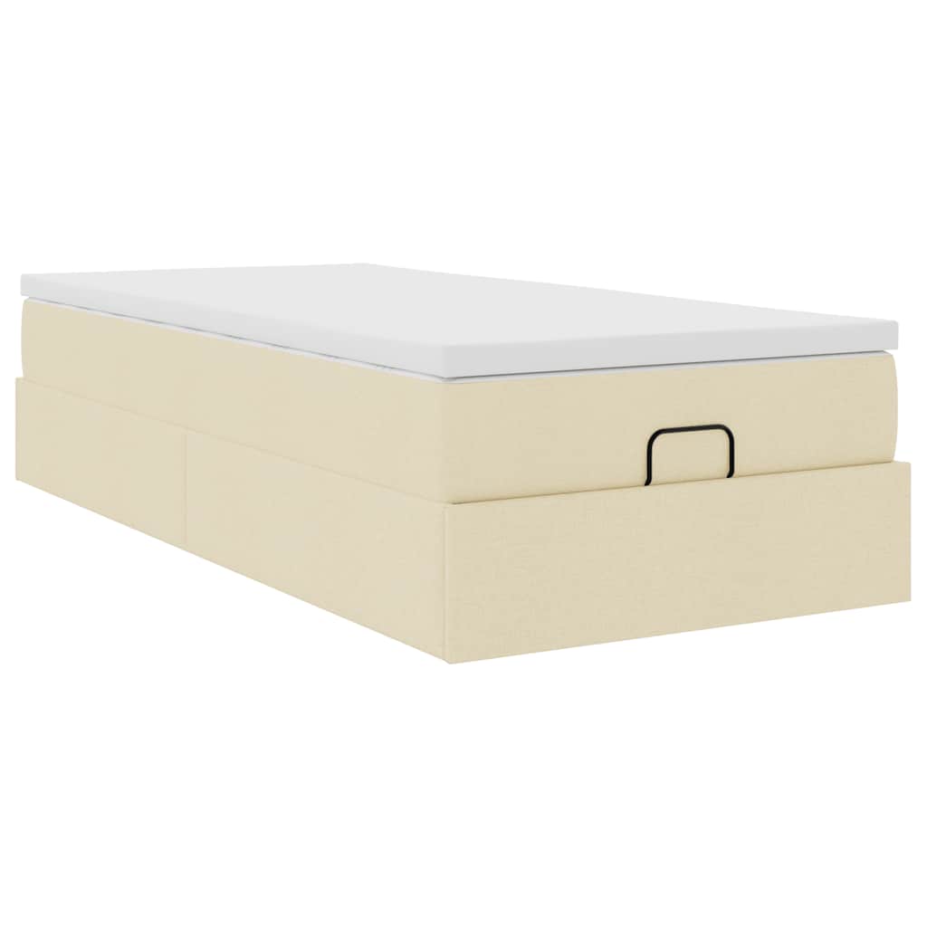Οθωμανικό κρεβάτι με στρώμα Cream 100x200cm ύφασμα