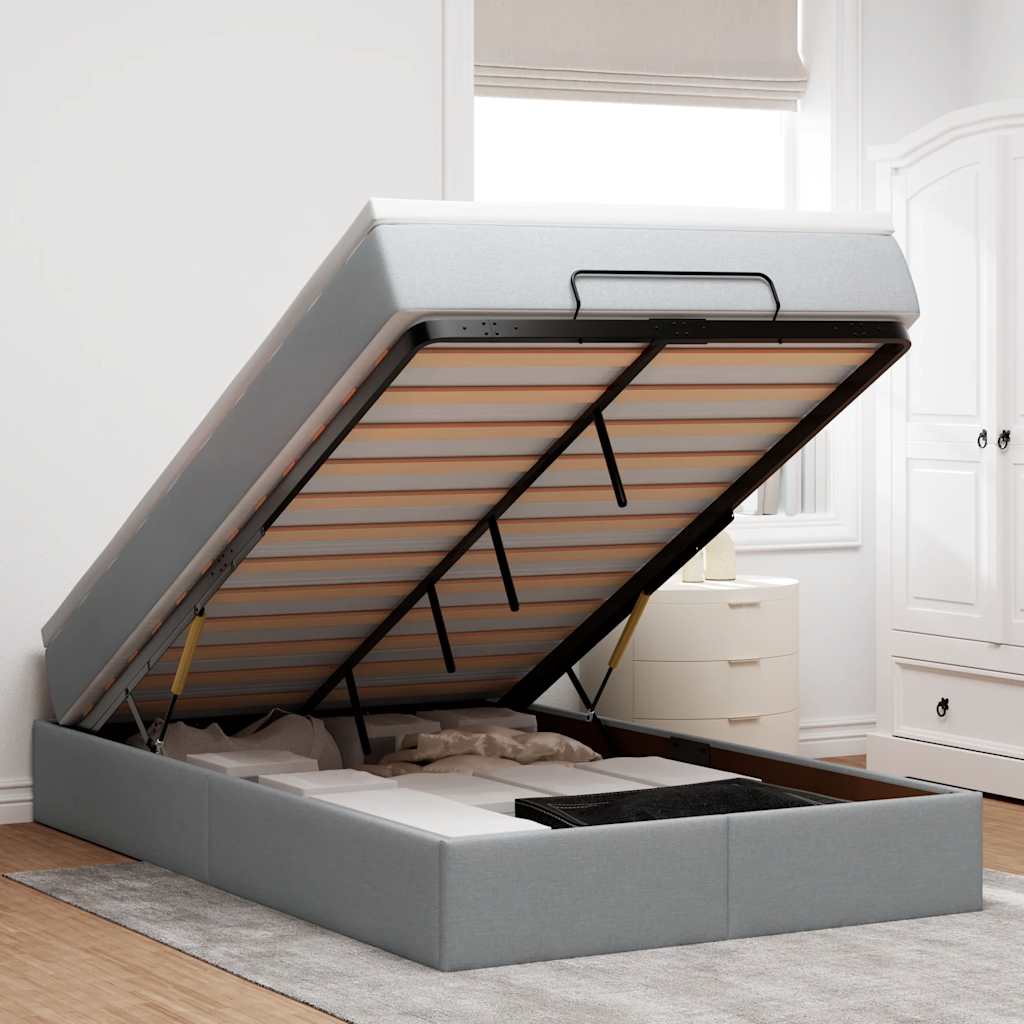 Οθωμανικό κρεβάτι με στρώμα ανοιχτό γκρι 120x190 cm ύφασμα - Pakobazaar