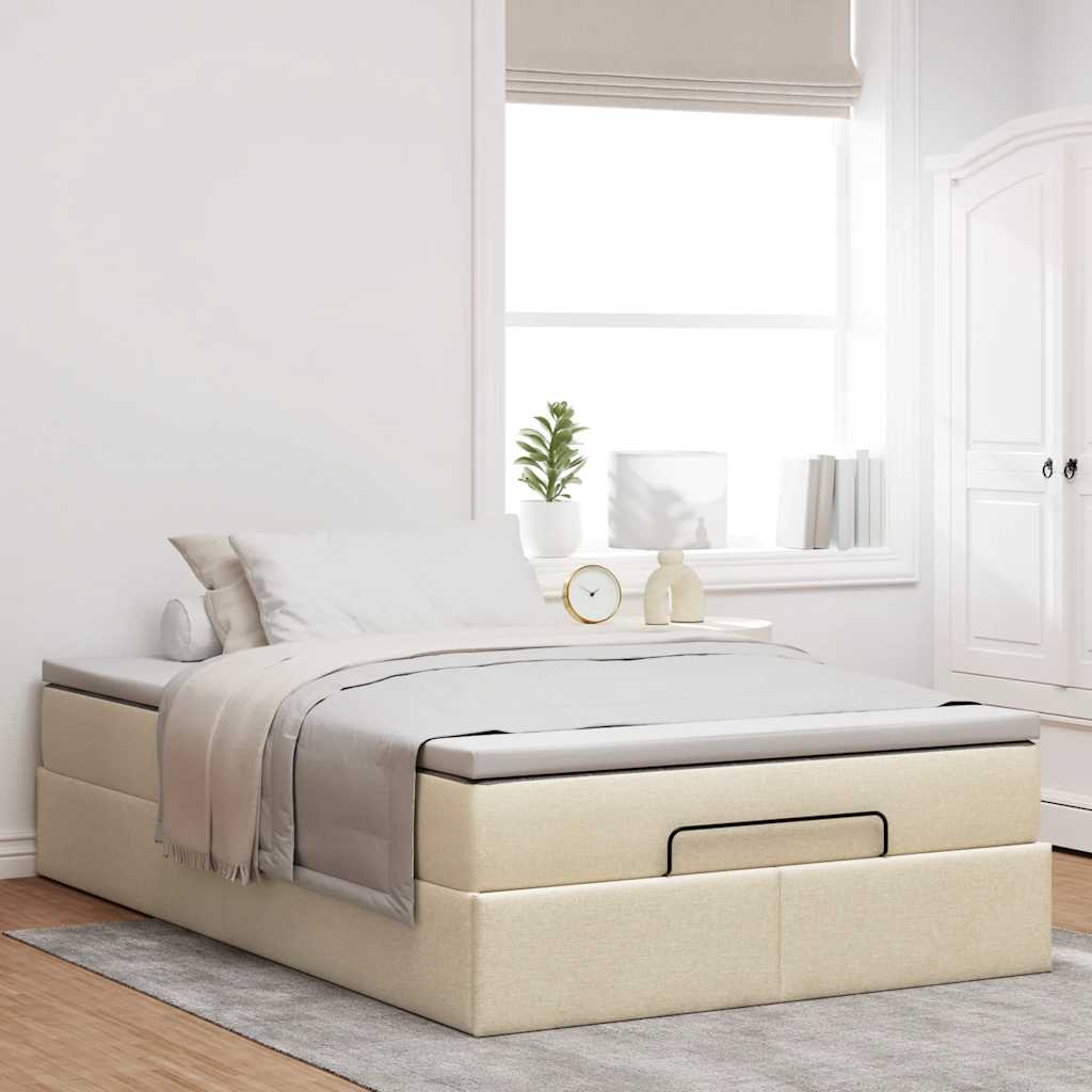 Οθωμανικό κρεβάτι με στρώμα Creme 120x190 cm Ύφασμα