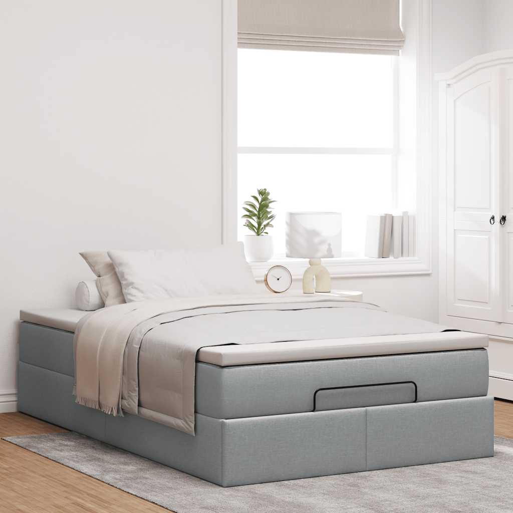 Οθωμανικό κρεβάτι με στρώμα ανοιχτό γκρι 120x200cm ύφασμα - Pakobazaar