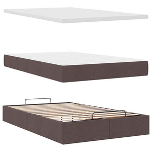 Ottoman Κρεβάτι με Στρώμα Σκούρο Καφέ 120x200cm Ύφασμα - Pakobazaar