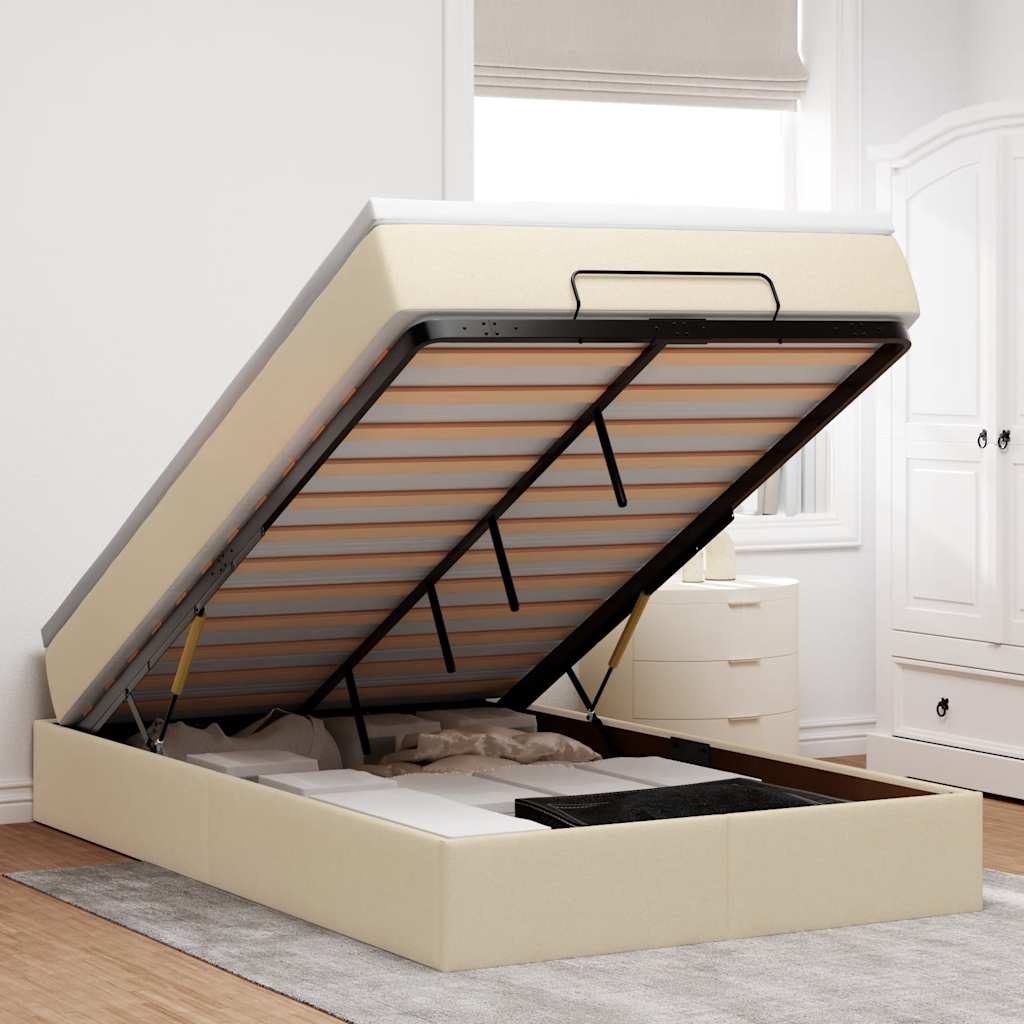 Οθωμανικό κρεβάτι με στρώμα Cream 120x200cm ύφασμα