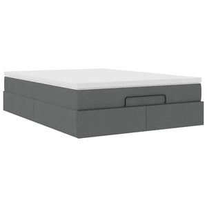Οθωμανικό κρεβάτι με στρώμα σκούρο γκρι 140x190cm ύφασμα