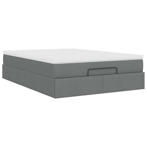 Οθωμανικό κρεβάτι με στρώμα σκούρο γκρι 140x190cm ύφασμα