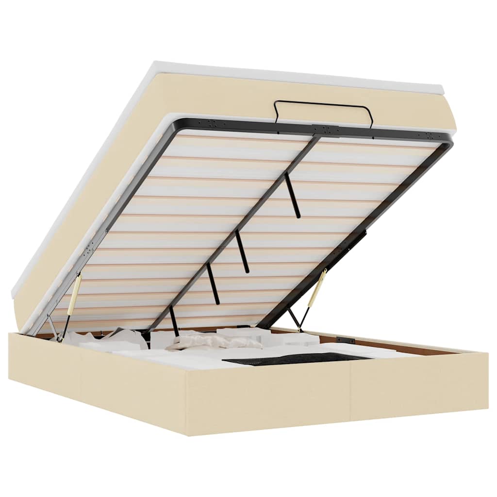 Οθωμανικό κρεβάτι με στρώμα Cream 140x190cm ύφασμα - Pakobazaar