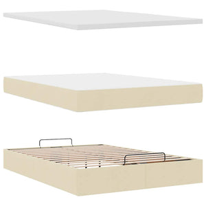 Οθωμανικό κρεβάτι με στρώμα Cream 140x190cm ύφασμα - Pakobazaar