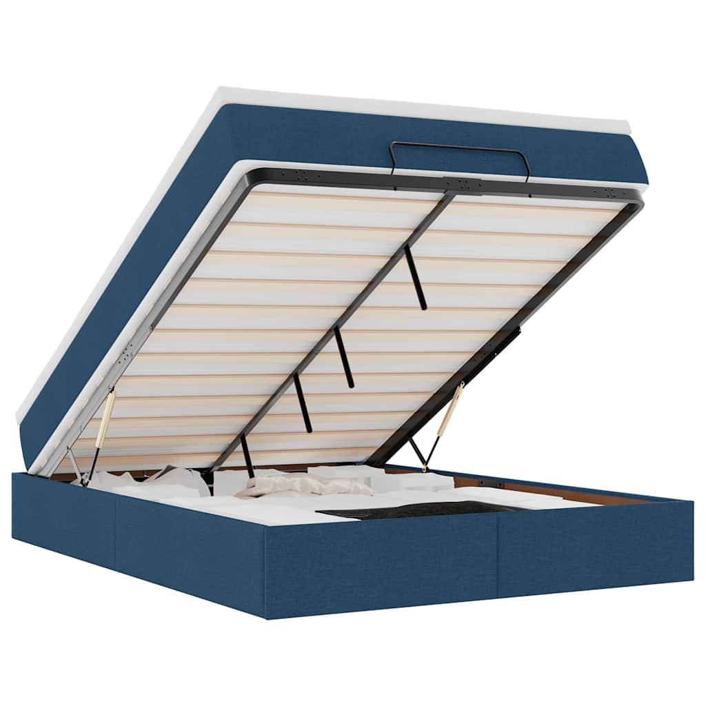 Οθωμανικό κρεβάτι με στρώμα μπλε 140x190cm ύφασμα