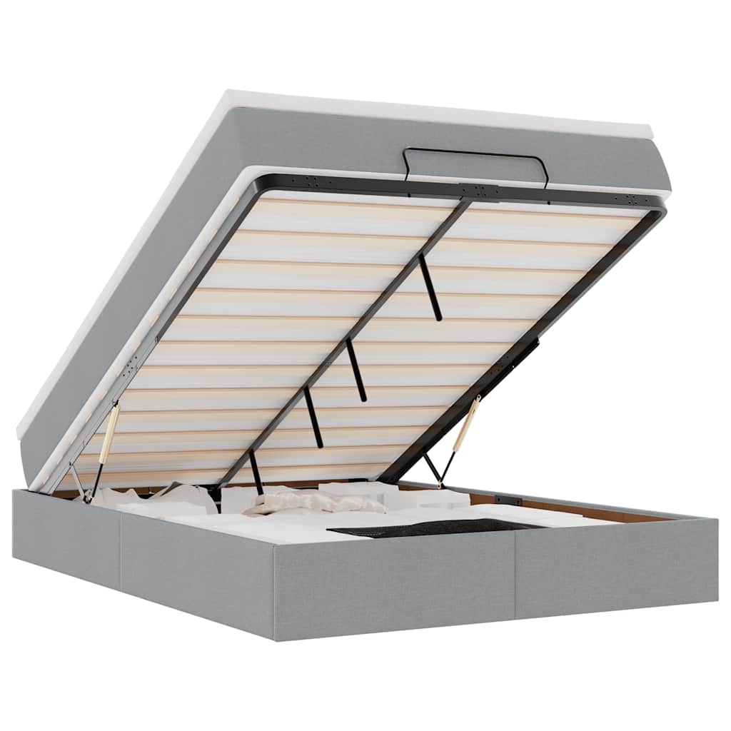 Οθωμανικό κρεβάτι με στρώμα ανοιχτό γκρι 140x200cm ύφασμα