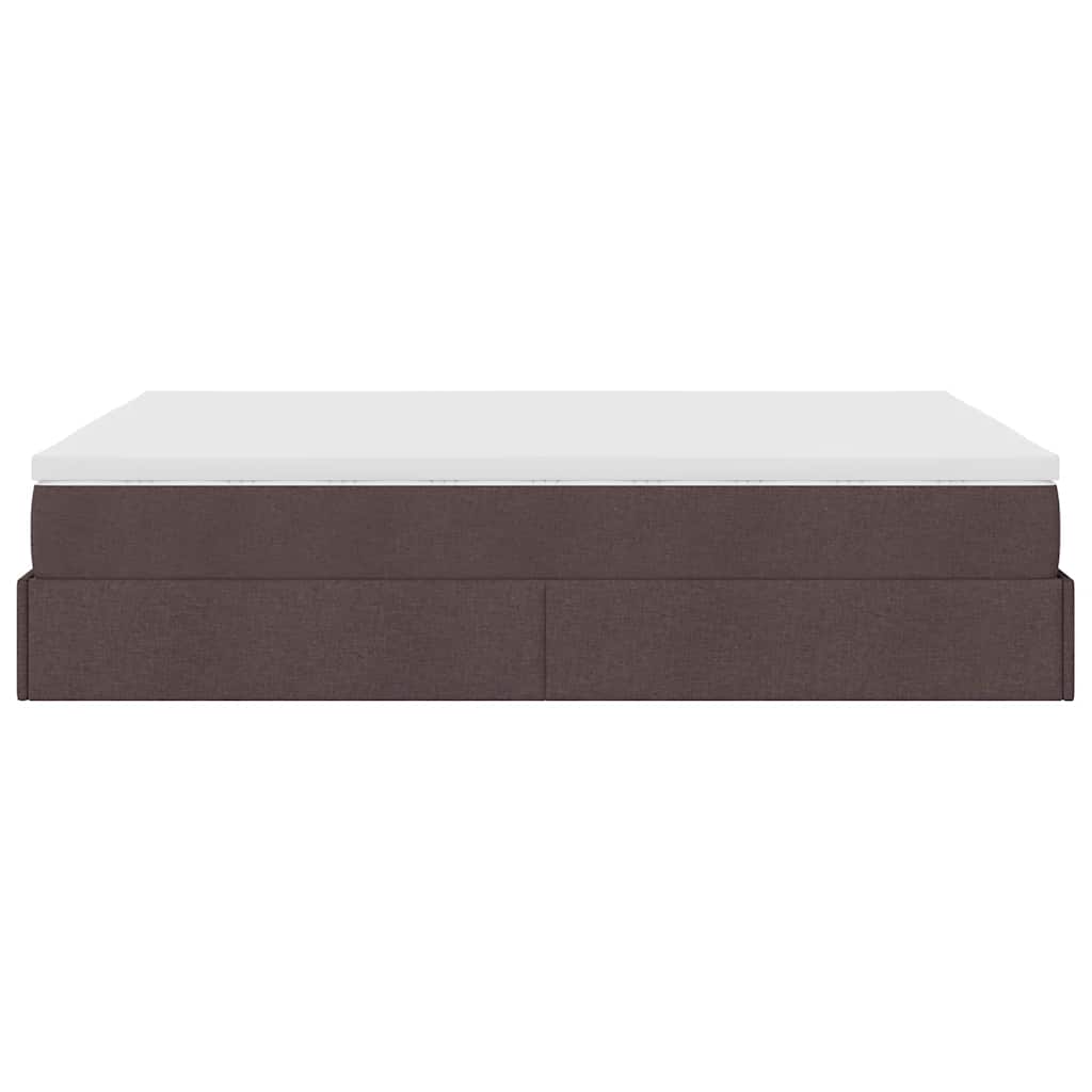 Οθωμανικό κρεβάτι με στρώμα Σκούρο καφέ 140x200cm ύφασμα - Pakobazaar