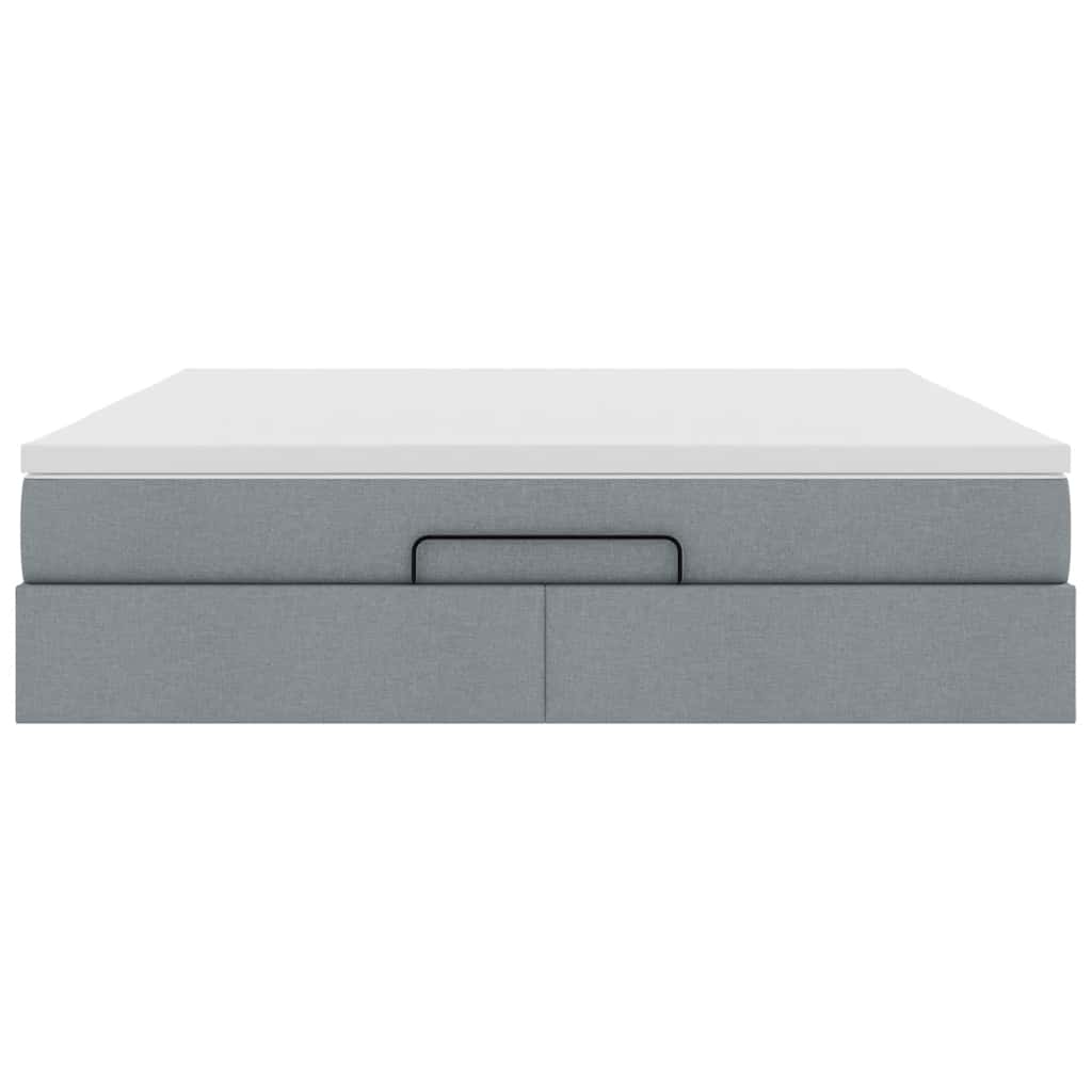 Οθωμανικό κρεβάτι με στρώμα ανοιχτό γκρι 160x200cm ύφασμα - Pakobazaar