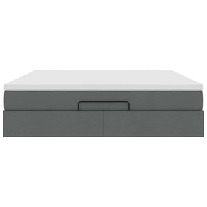 Οθωμανικό κρεβάτι με στρώμα σκούρο γκρι 160x200cm ύφασμα - Pakobazaar