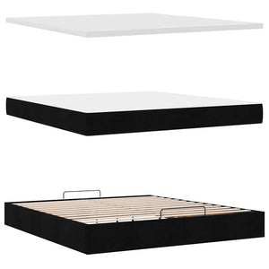 Οθωμανικό κρεβάτι με στρώμα Μαύρο 160x200cm Ύφασμα - Pakobazaar