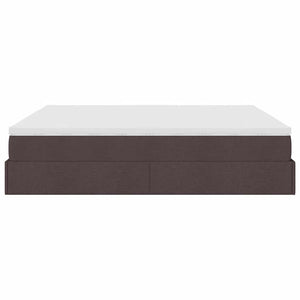 Οθωμανικό κρεβάτι με στρώμα σκούρο καφέ 160x200cm ύφασμα