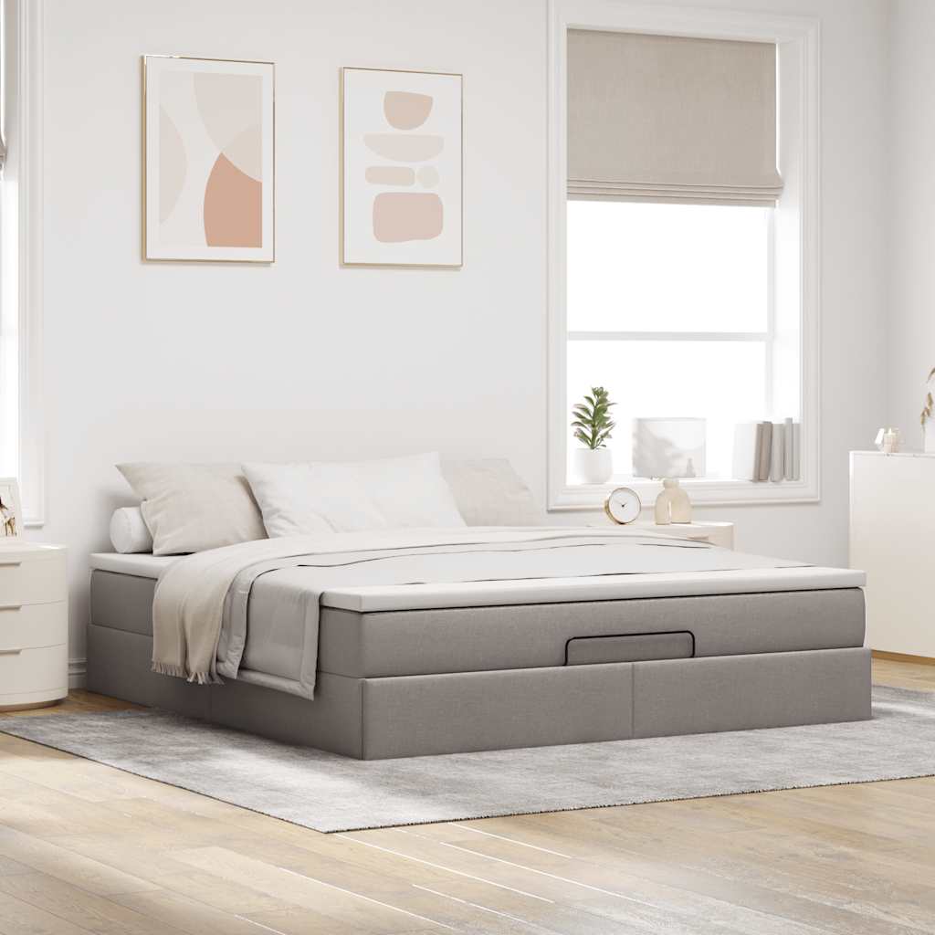 Οθωμανικό κρεβάτι με στρώμα Taupe 160x200cm ύφασμα - Pakobazaar