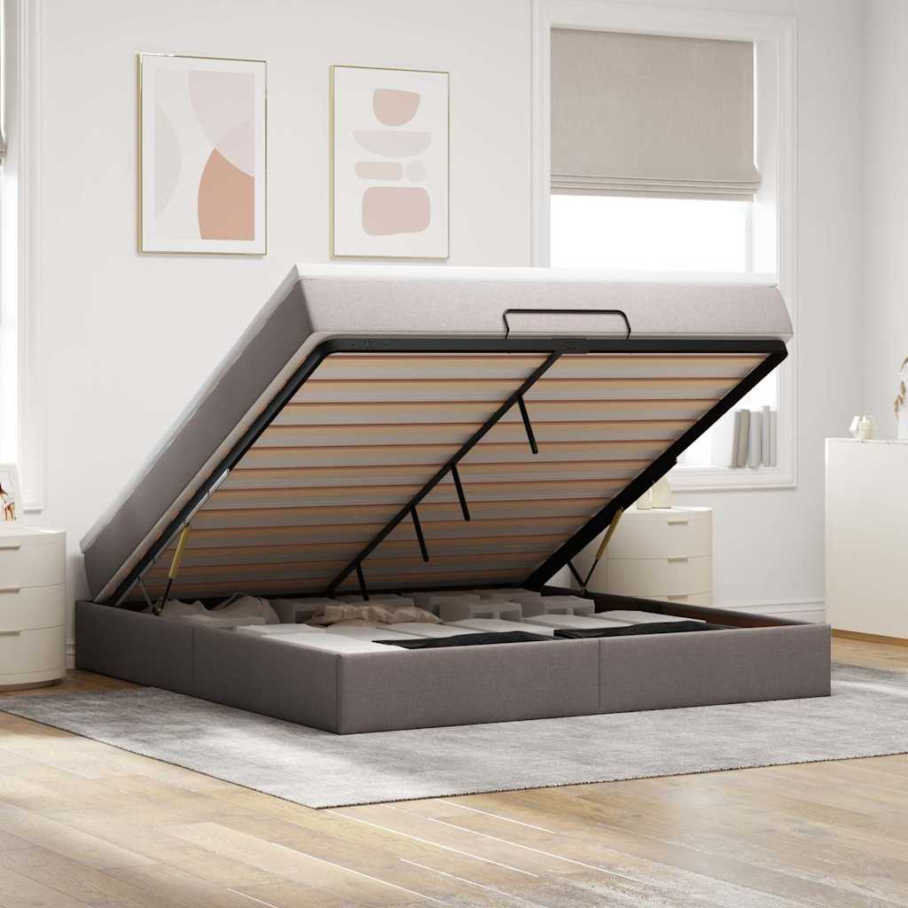 Οθωμανικό κρεβάτι με στρώμα Taupe 160x200cm ύφασμα - Pakobazaar