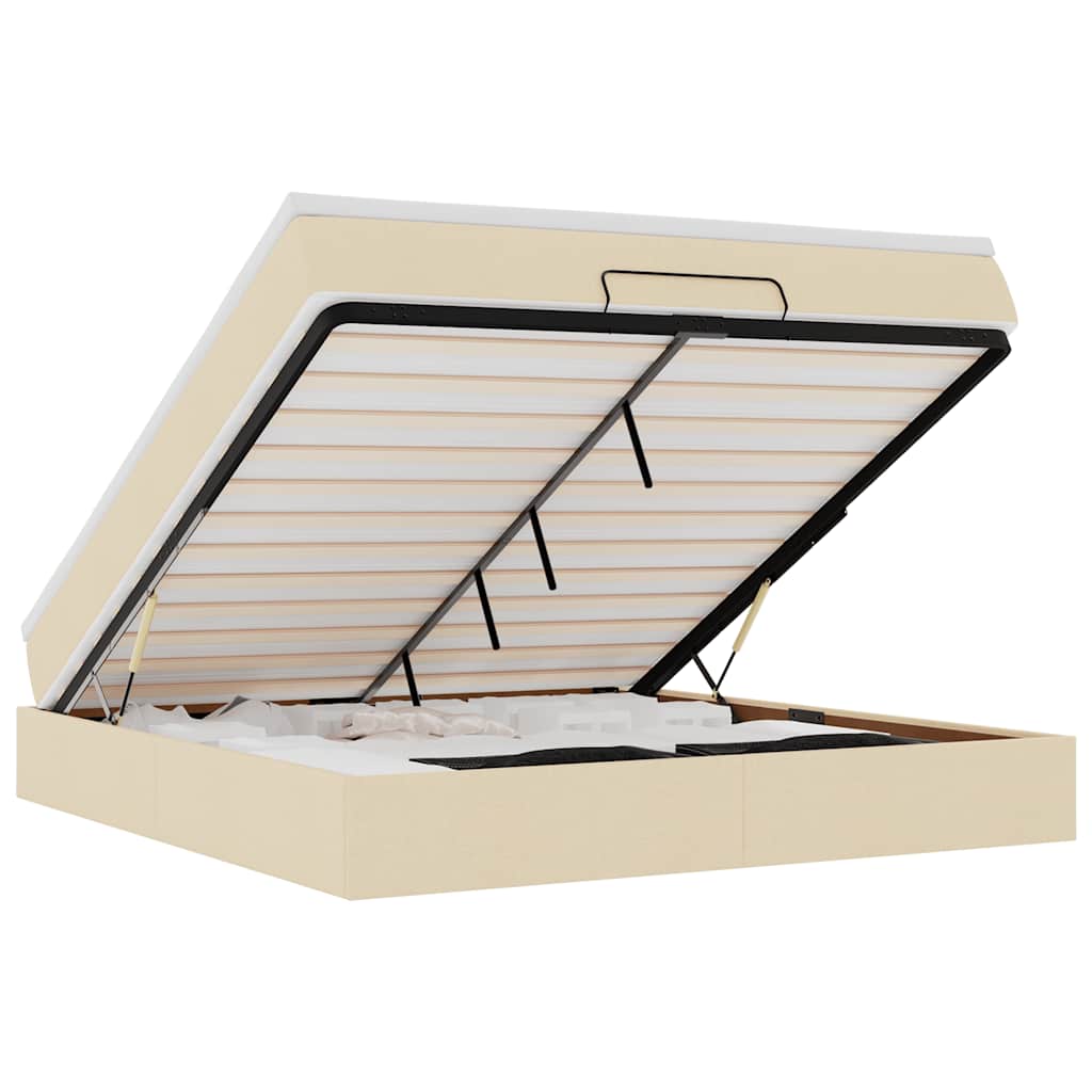 Οθωμανικό Κρεβάτι με Στρώμα Κρέμα 160x200cm Ύφασμα - Pakobazaar