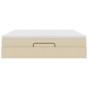 Οθωμανικό Κρεβάτι με Στρώμα Κρέμα 160x200cm Ύφασμα - Pakobazaar