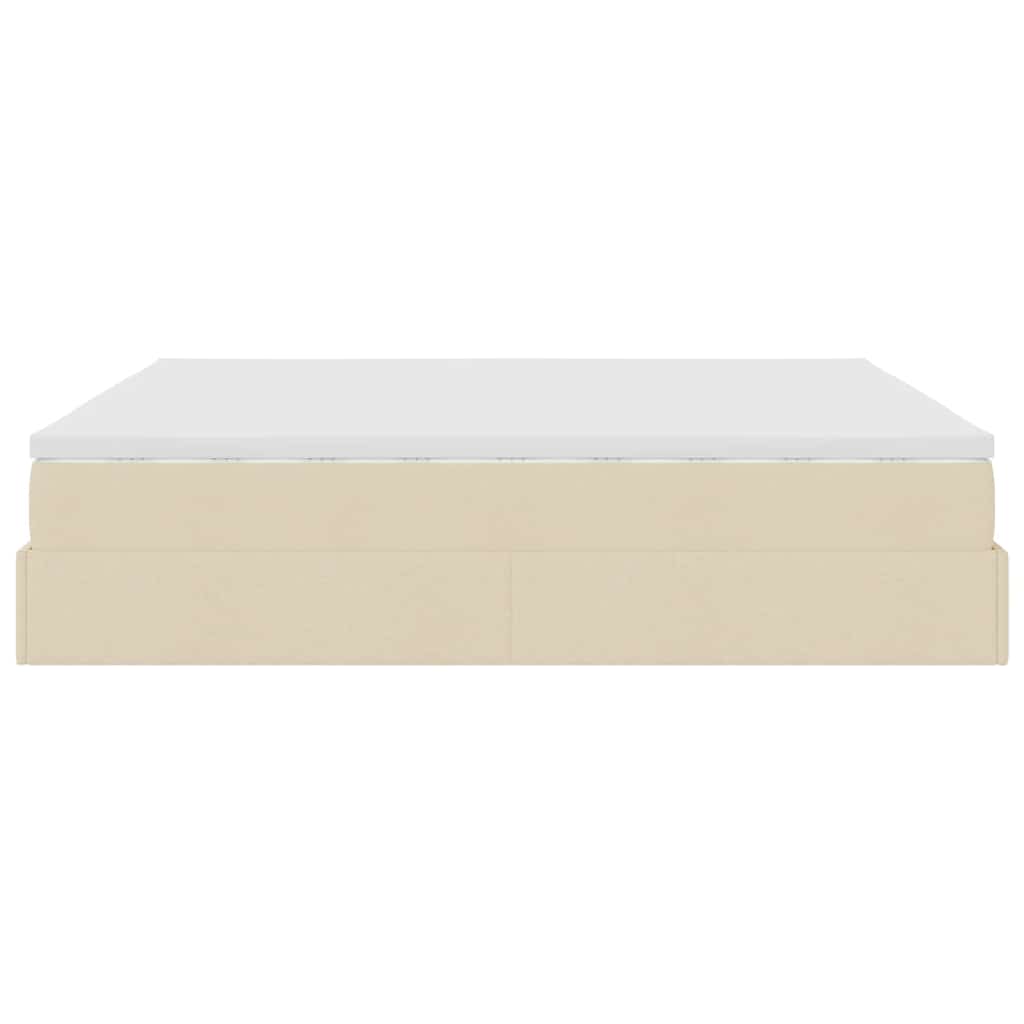 Οθωμανικό Κρεβάτι με Στρώμα Κρέμα 160x200cm Ύφασμα