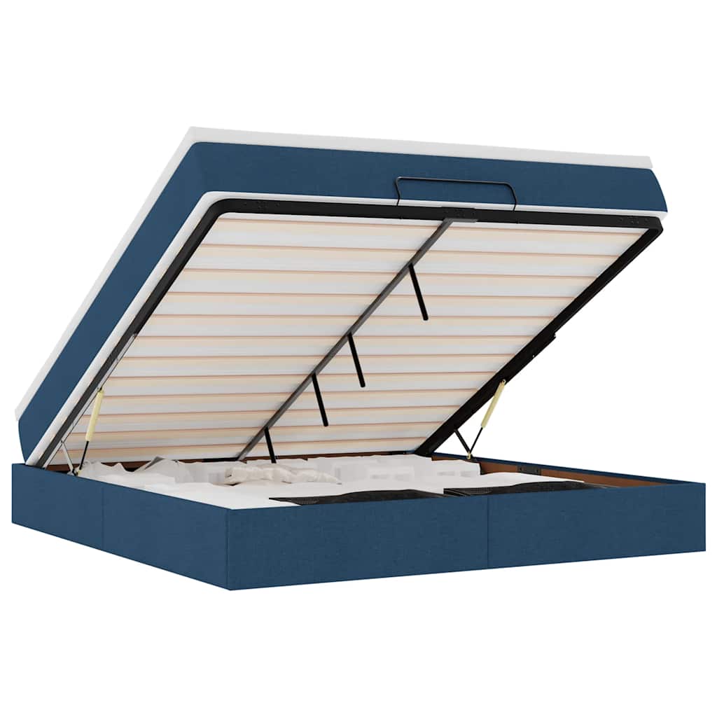 Οθωμανικό κρεβάτι με στρώμα μπλε 160x200cm ύφασμα - Pakobazaar