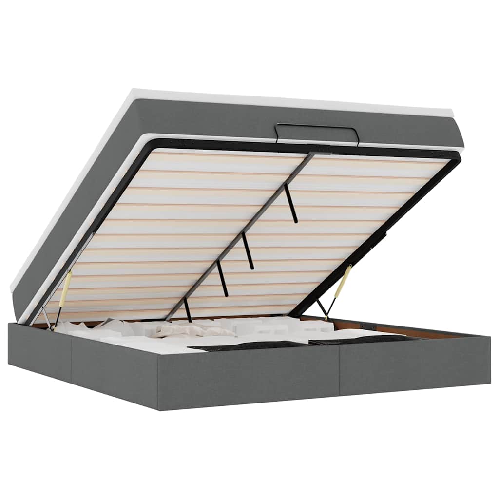 Οθωμανικό κρεβάτι με στρώμα σκούρο γκρι 180x200cm ύφασμα