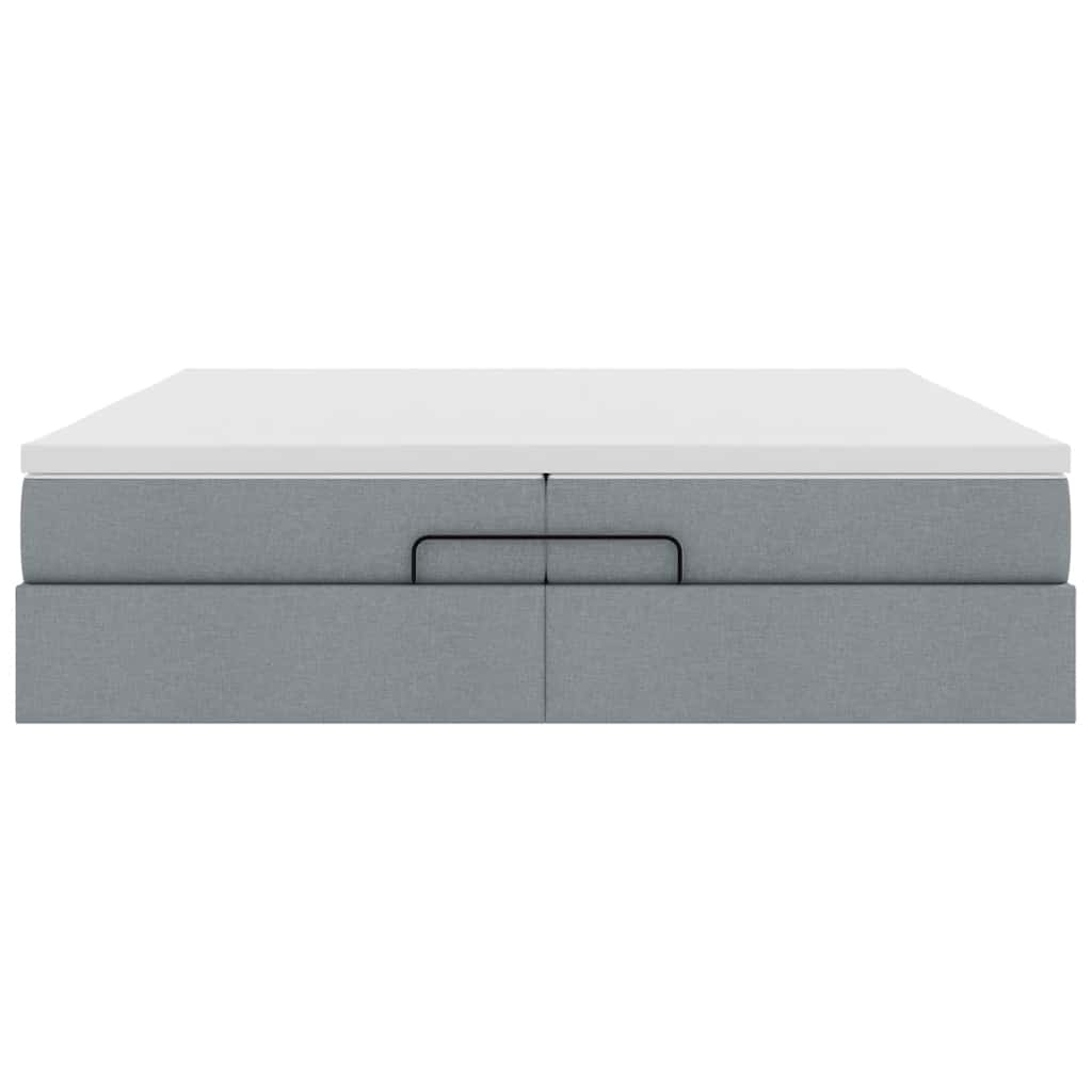 Οθωμανικό κρεβάτι με στρώματα ανοιχτό γκρι 200x200cm ύφασμα - Pakobazaar