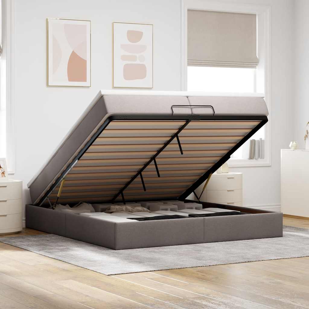 Οθωμανικό κρεβάτι με στρώματα Taupe 200x200cm ύφασμα - Pakobazaar