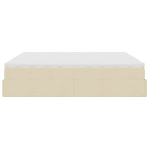 Οθωμανικό Κρεβάτι με Στρώματα Κρέμα 200x200cm Ύφασμα