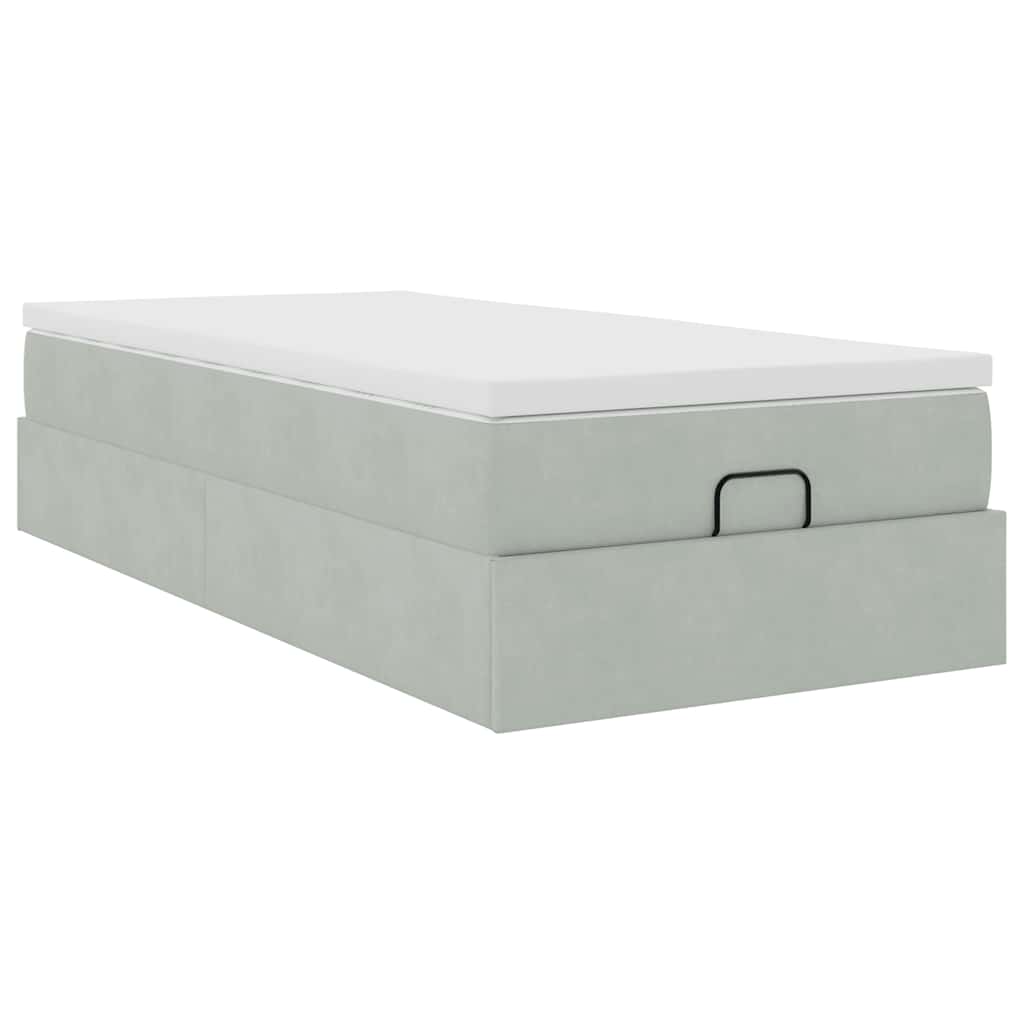 Οθωμανικό κρεβάτι με στρώμα ανοιχτό γκρι 80x200 cm Velvet - Pakobazaar