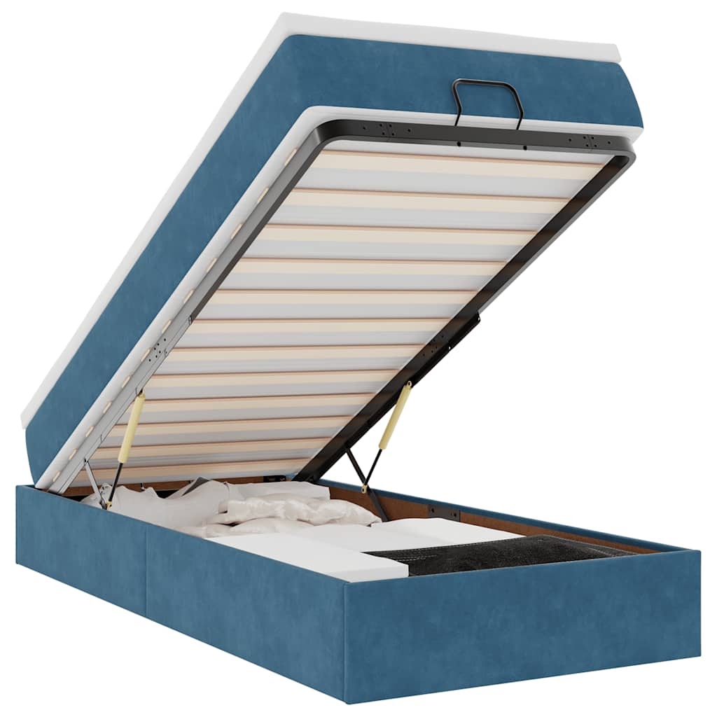 Οθωμανικό κρεβάτι με στρώμα σκούρο μπλε 80x200cm Velvet - Pakobazaar