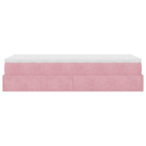 Οθωμανικό κρεβάτι με στρώμα ροζ 80x200cm Velvet - Pakobazaar