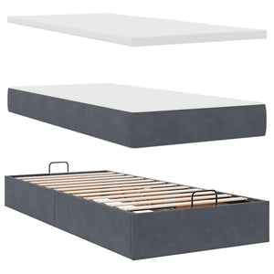 Οθωμανικό κρεβάτι με στρώμα σκούρο γκρι 90x190cm Velvet