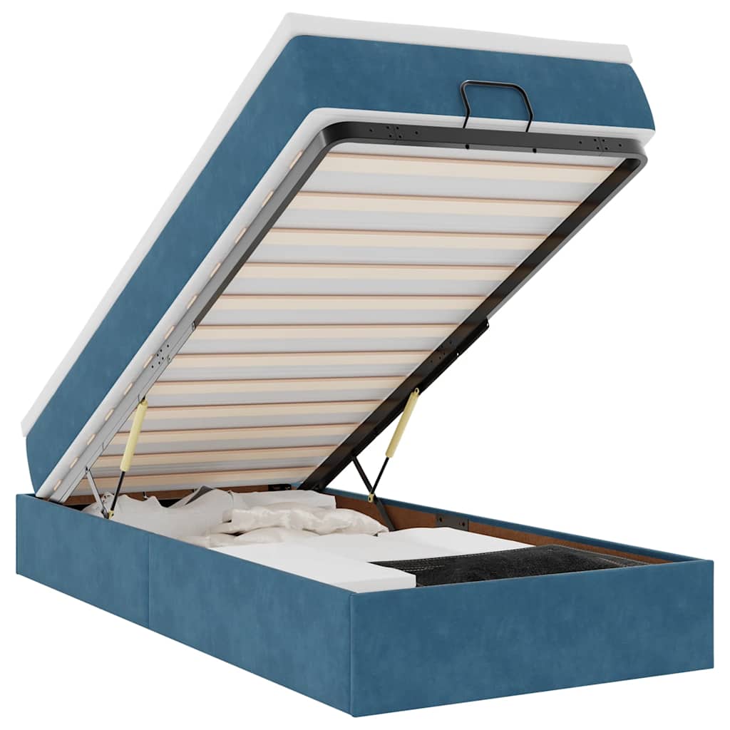 Οθωμανικό κρεβάτι με στρώμα σκούρο μπλε 90x190cm Velvet - Pakobazaar