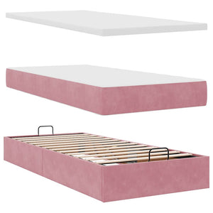Οθωμανικό κρεβάτι με στρώμα ροζ 90x190cm Velvet - Pakobazaar