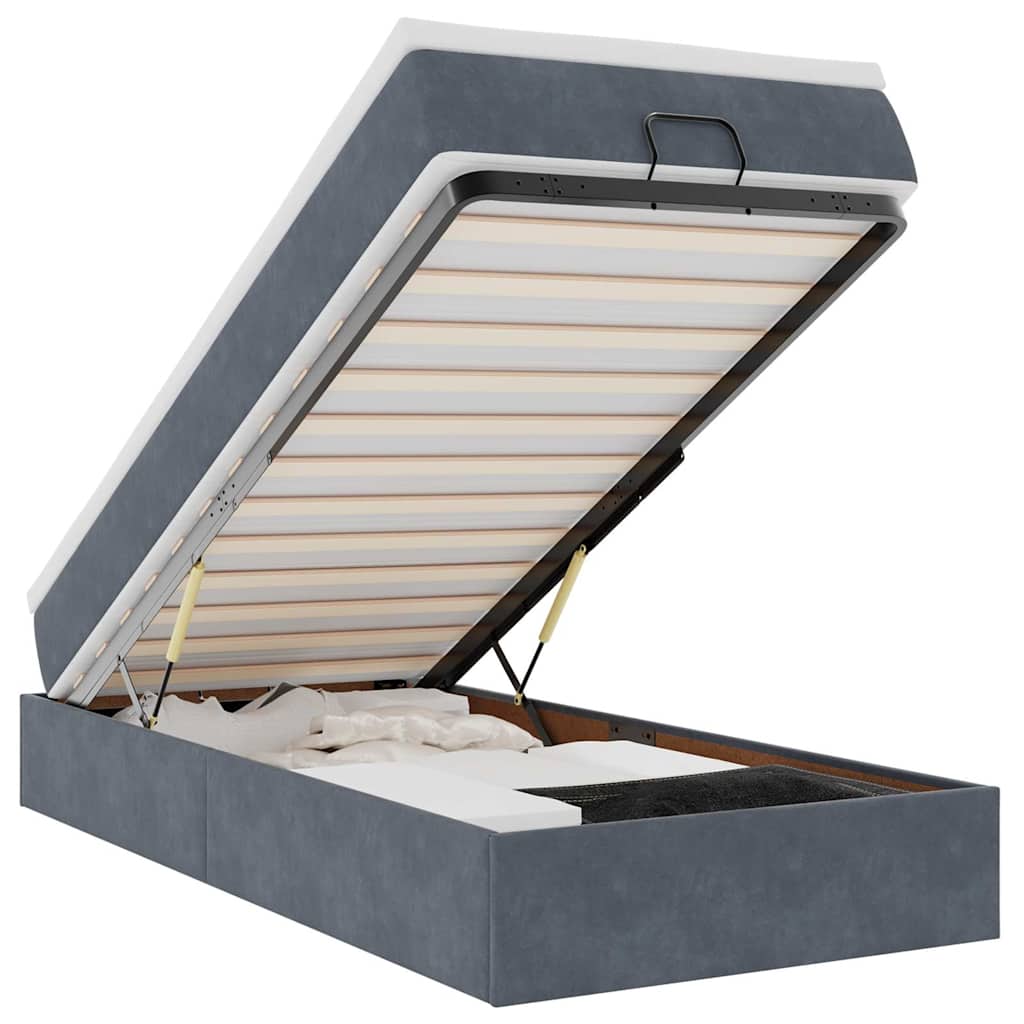 Οθωμανικό κρεβάτι με στρώμα σκούρο γκρι 90x200cm Velvet - Pakobazaar