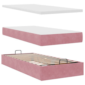 Οθωμανικό κρεβάτι με στρώμα ροζ 90x200cm Velvet - Pakobazaar