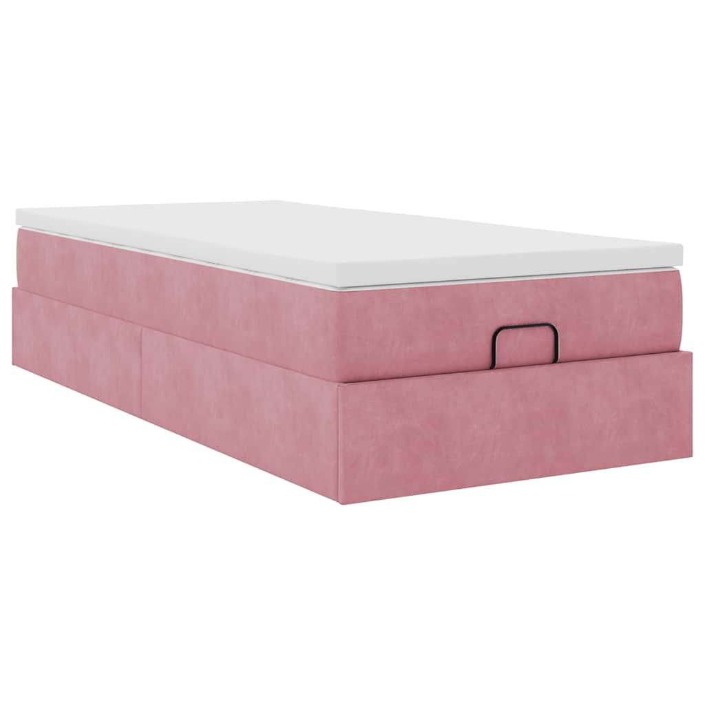 Οθωμανικό κρεβάτι με στρώμα ροζ 100x200cm Velvet - Pakobazaar